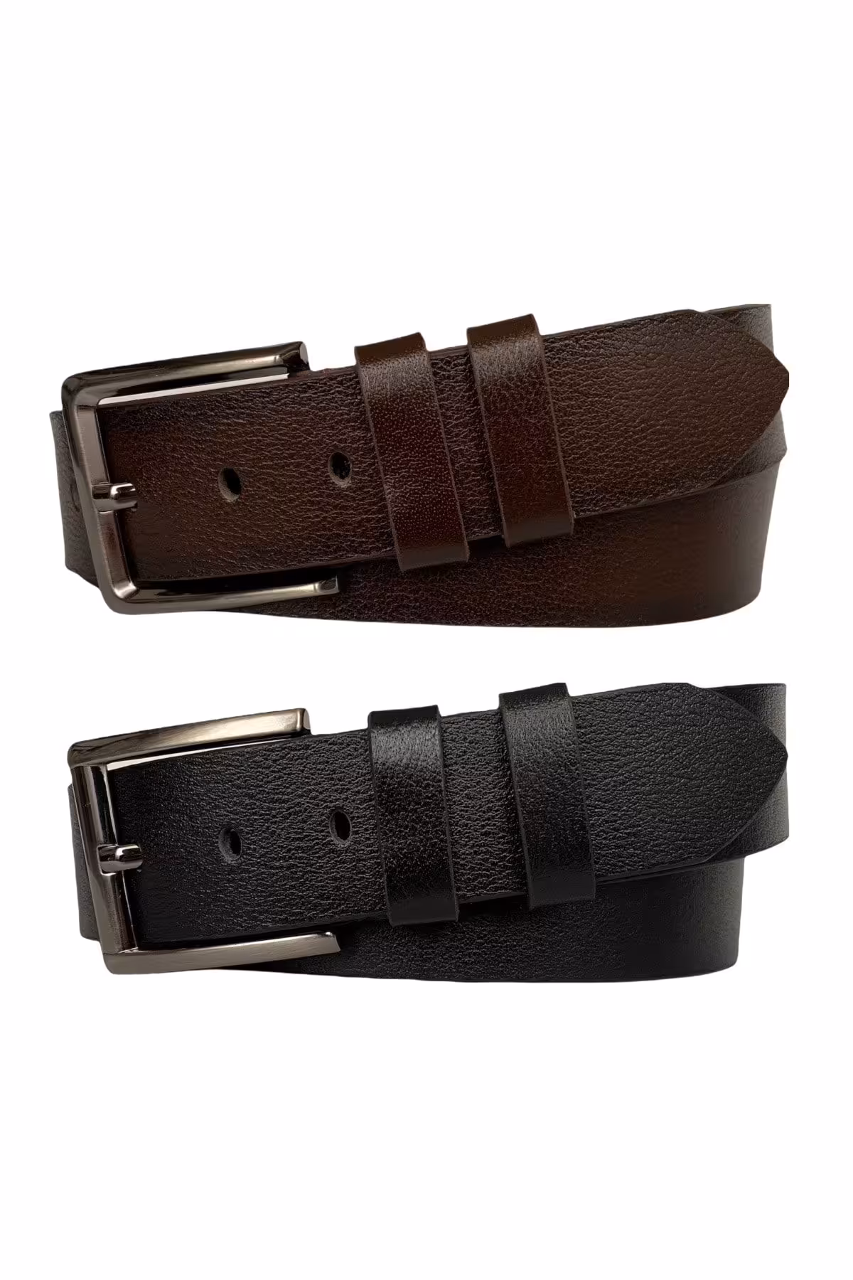 کمربند چند رنگ مردانه و زنانه ست چرم اصل 2 عدد اسپرت جین قهوه ای مشکی 4.5 سانتی متری GoDeri