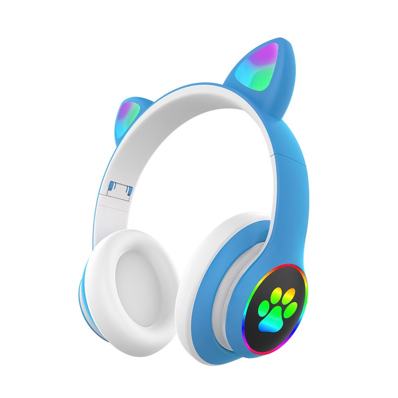 هدفون بلوتوثی مدل گربه ای MZ-023 رنگ (آبی)