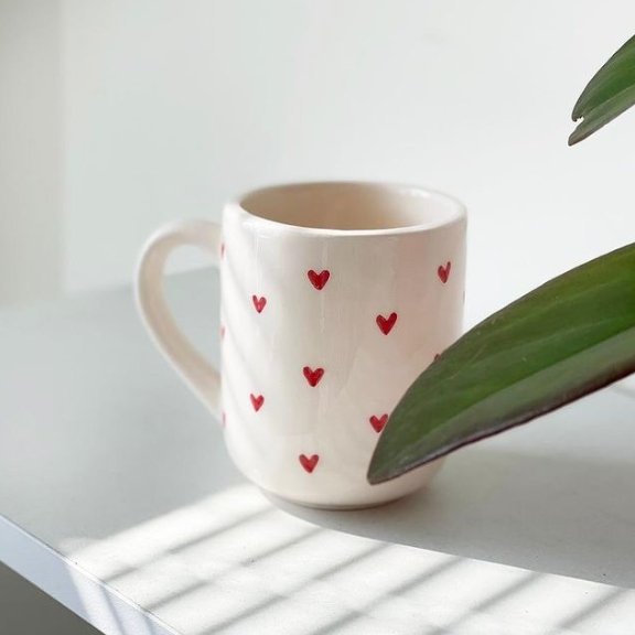 لیوان ماگ قلبی لیوان سرامیکی هنر دست زیرلعابی 