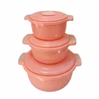 ست قابلمه پلاستیکی 3 عددی.جنس : پلاستیک
.ابعاد : 26 × 22 × 12 سانتی متر.رنگهای: صورتی و طوسی.وزن:325 گرم.تعداد:3 عدد