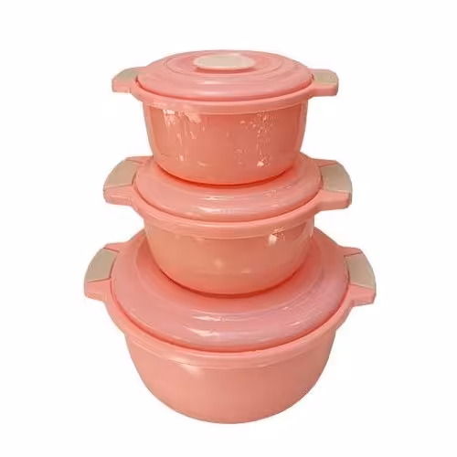 ست قابلمه پلاستیکی 3 عددی.جنس : پلاستیک
.ابعاد : 26 × 22 × 12 سانتی متر.رنگهای: صورتی و طوسی.وزن:325 گرم.تعداد:3 عدد