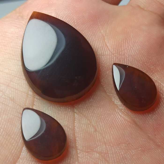 نیم ست عقیق تیره طبیعی معدنی  اشکی