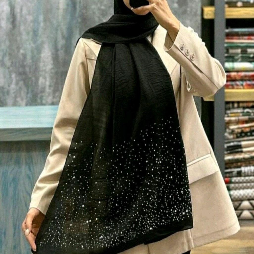 شال مشکی نگین کوب