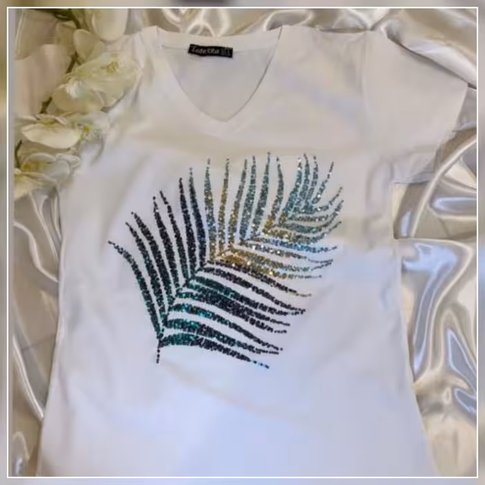 تیشرت ترک طرح نخل سفید 