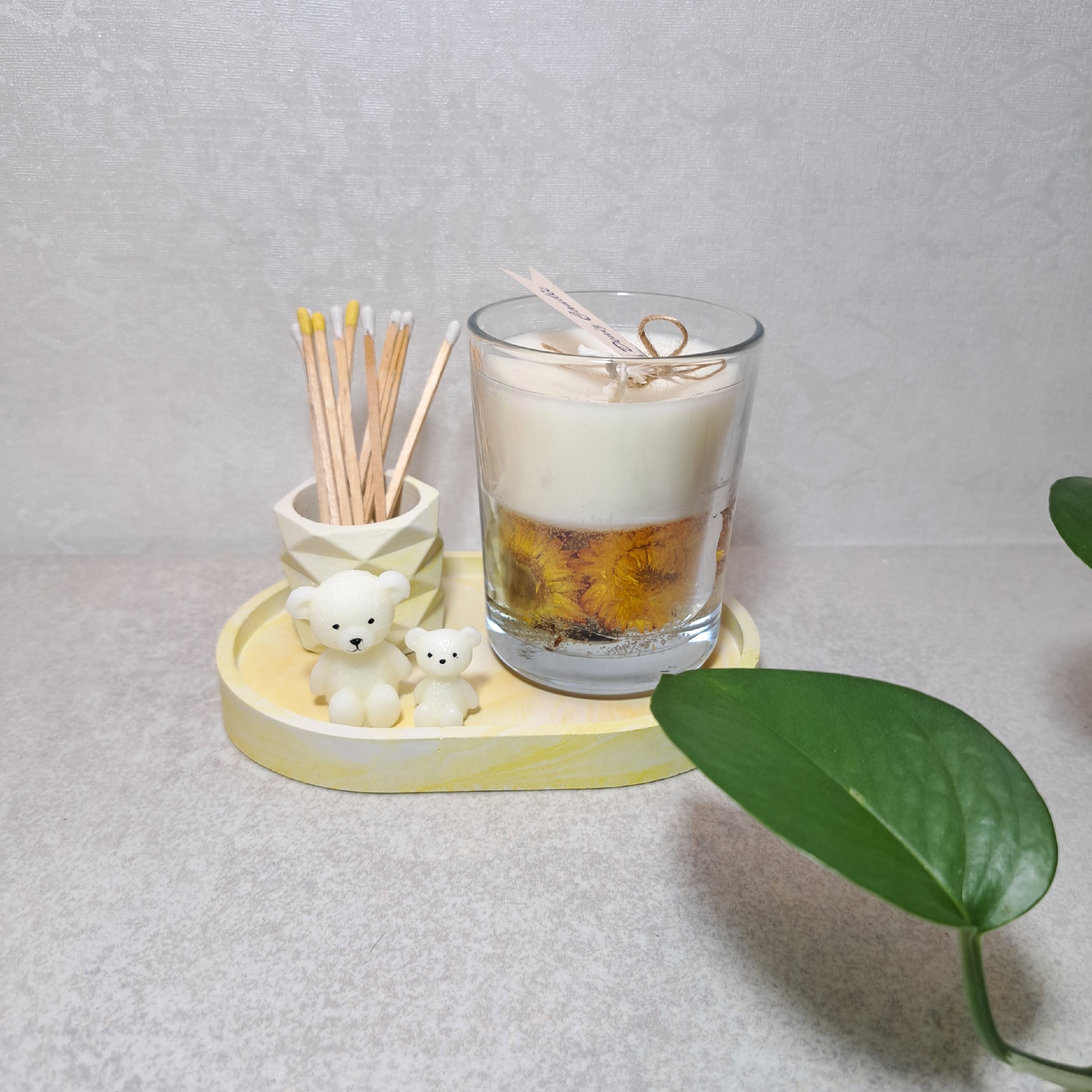 ست لیمویی شمع گل مینا