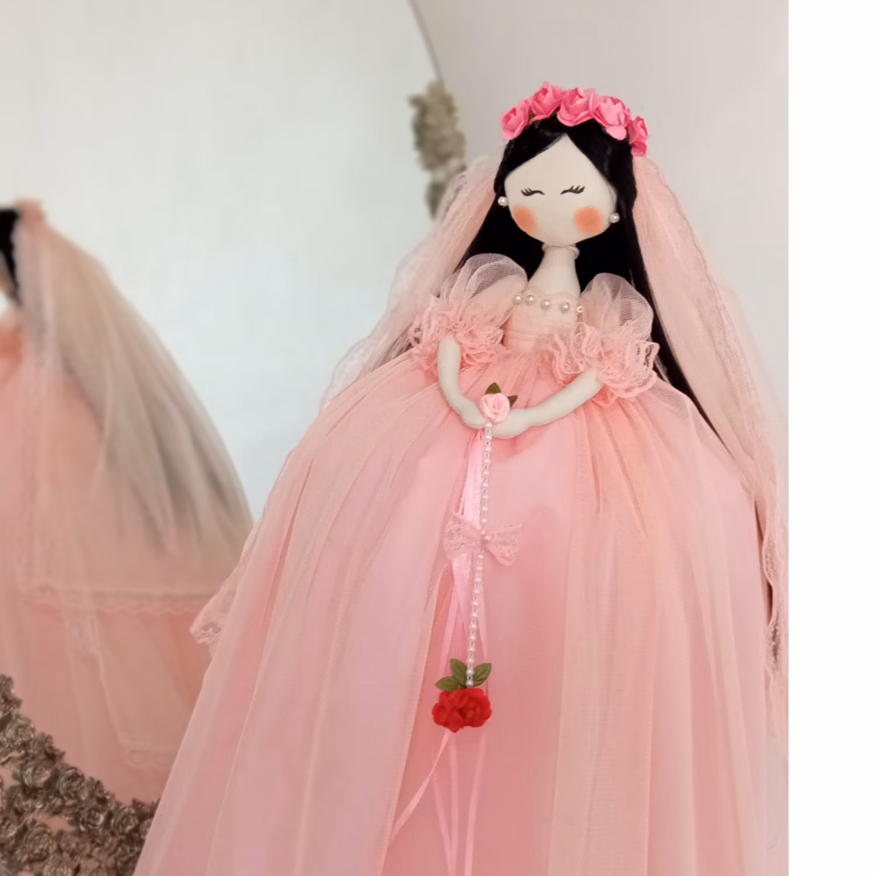 عروسک تیلدا عروس دستدوز 50 سانتی هر رنگ که بخواین قتبل سفارشه