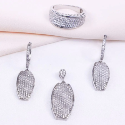 نیم ست نقره زنانه طرح پرنسس عیار 925 کد 1779