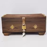 صندوقچه چوبی بزرگ قهوه ای با قفل و کلید(خرید مستقیم از تولید کننده)