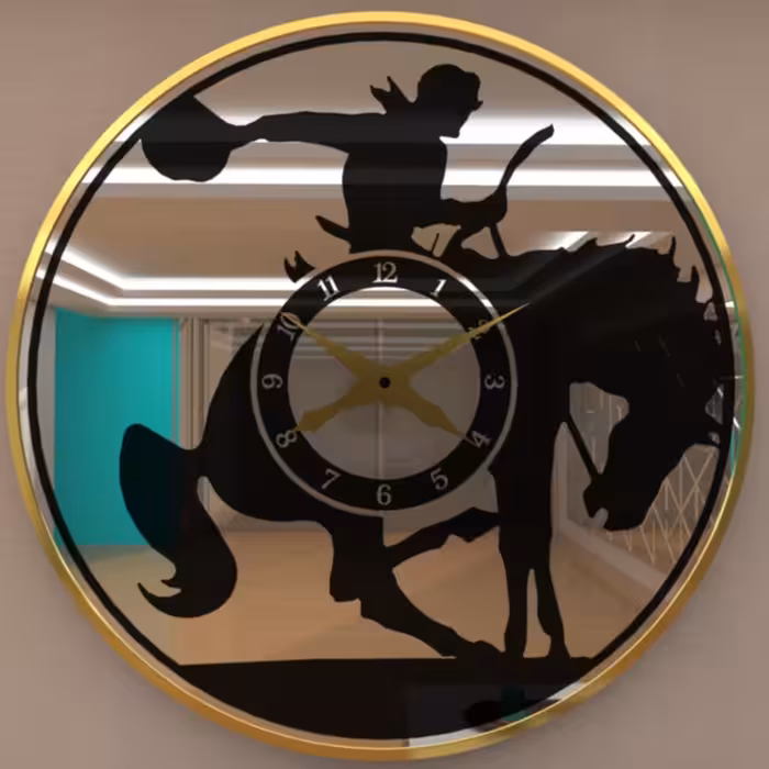 ساعت دیواری نقاشی پشت آیینه فرم فلز  طرح مدرن لوکس