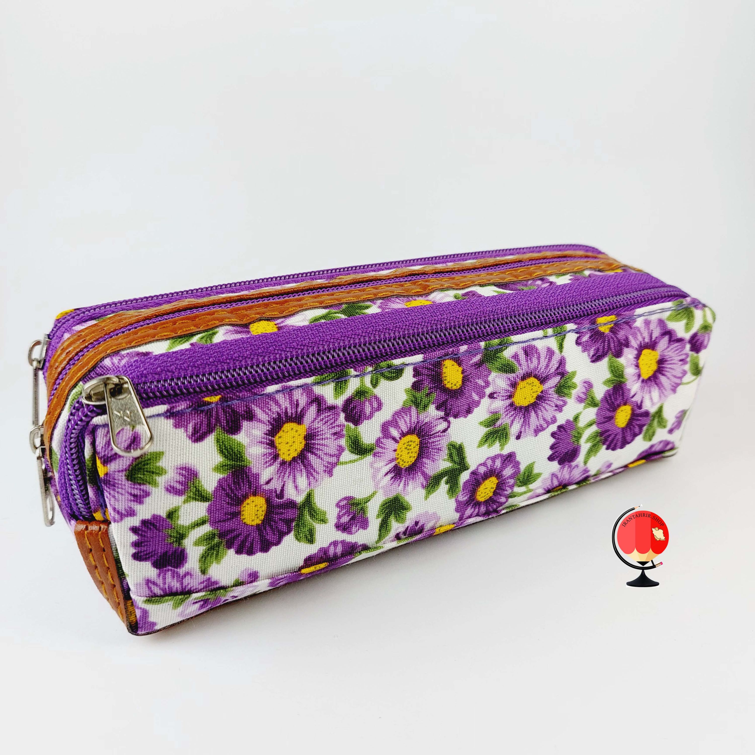 جامدادی متین مدل طرح گلدار بنفش رنگ کد 2444