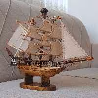 ماکت کشتی چوبی بادبانی کلکسیونی دستساز مدل ( کاپیتان) (پس کرایه)