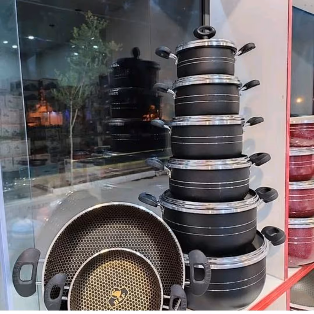 سرویس قابلمه گرانیتی 14 پارچه کف زنبوری مارک هلنا