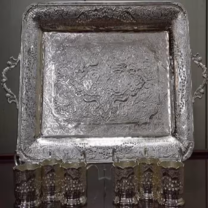 سینی و چای خوری طرح نقره ترنج