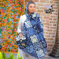 ست کیف و شال سنتی آبی کاربنی  کیف پاسپورتی آبی