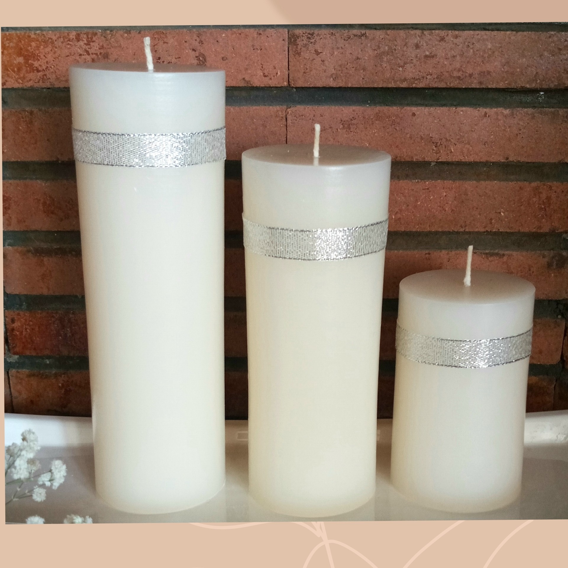 ست شمع استوانه در سه سایز 10و15و 20 سانت قابل سفارش در رنگ دلخواه شما