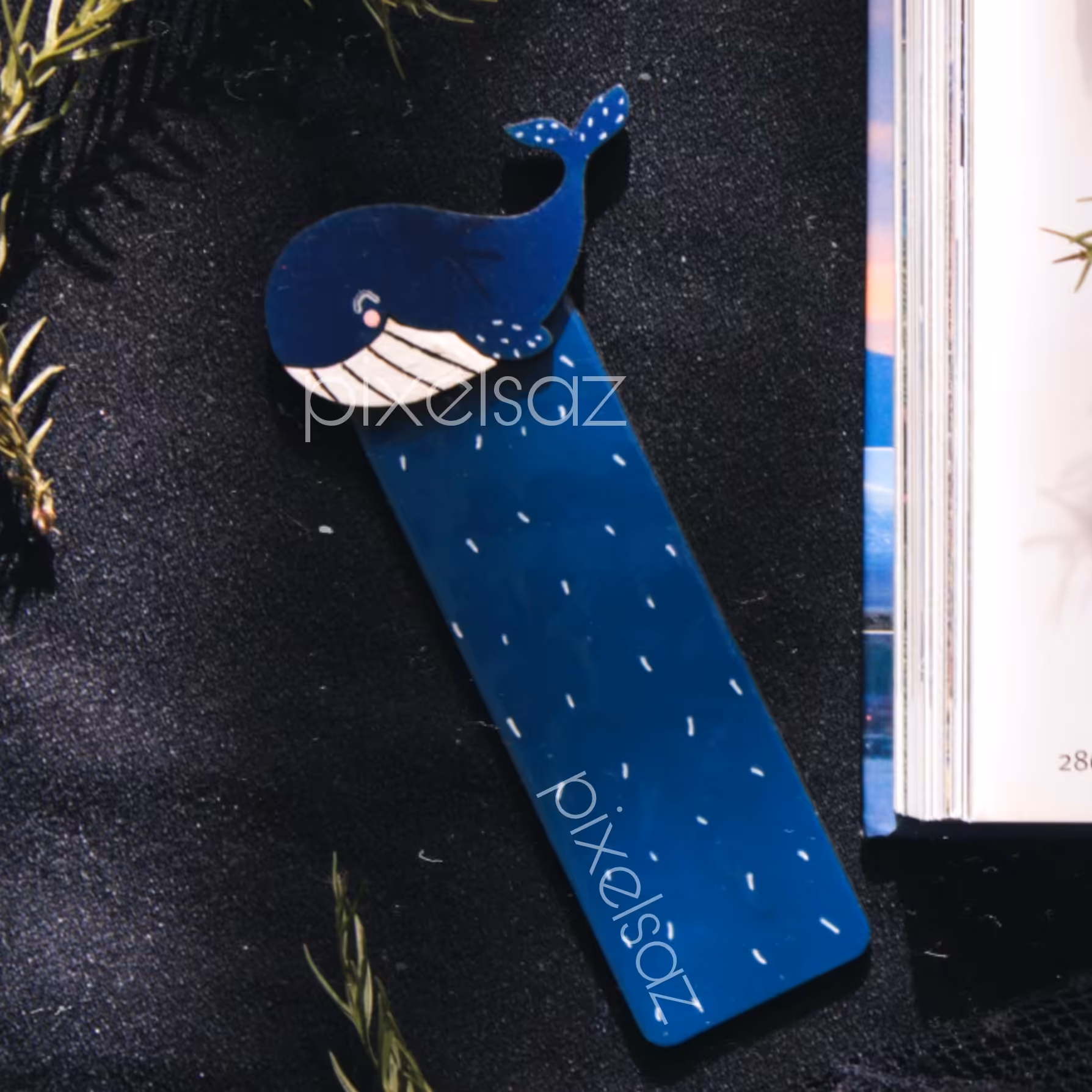 بوکمارک طرح نهنگ پیکسل ساز/جنس چوبی و نقاشی شده/طول13سانت/مناسب برای نشان گذاری صفحات کتاب