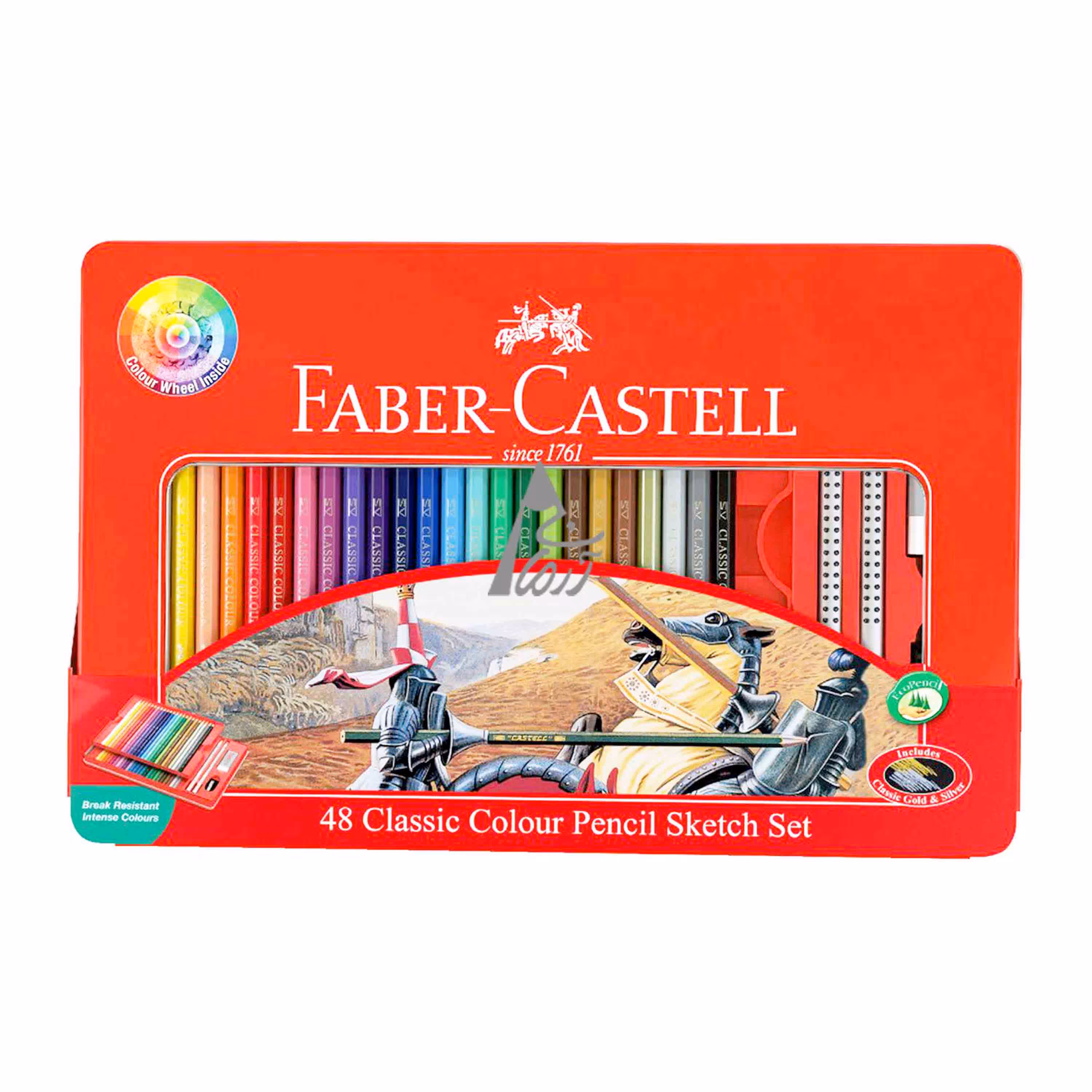 مداد رنگی فابر کاستل 48 رنگ classic فلزی تخت