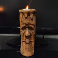 جاشمعی چوبی منبتکاری شیک و هنری 17سانت در 6 سانت 200گرم به رنگ قهوهای