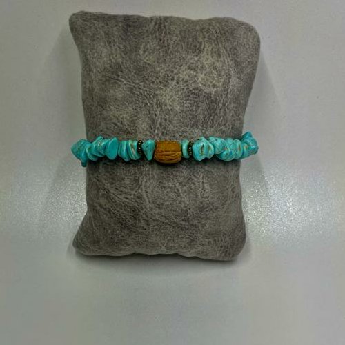 دستبند رنگ آبی فیروزه ایی وزن 13 گرم اندازه 34 سانتیمتر