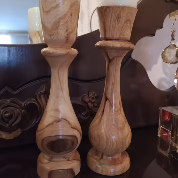 شمعدان چوبی قابل تولید در طرح ها و ابعاد مختلف و با چوب دلخواه