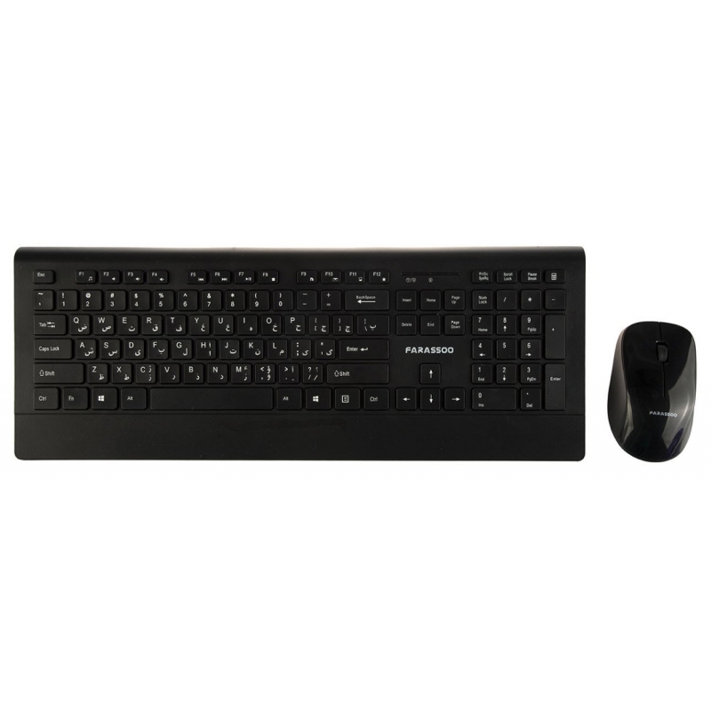 کیبورد و ماوس بیسیم فراسو مدل FCM-9595Farassoo FCM-9595 Wireless Keyboard And Mouse With Perisan Letters