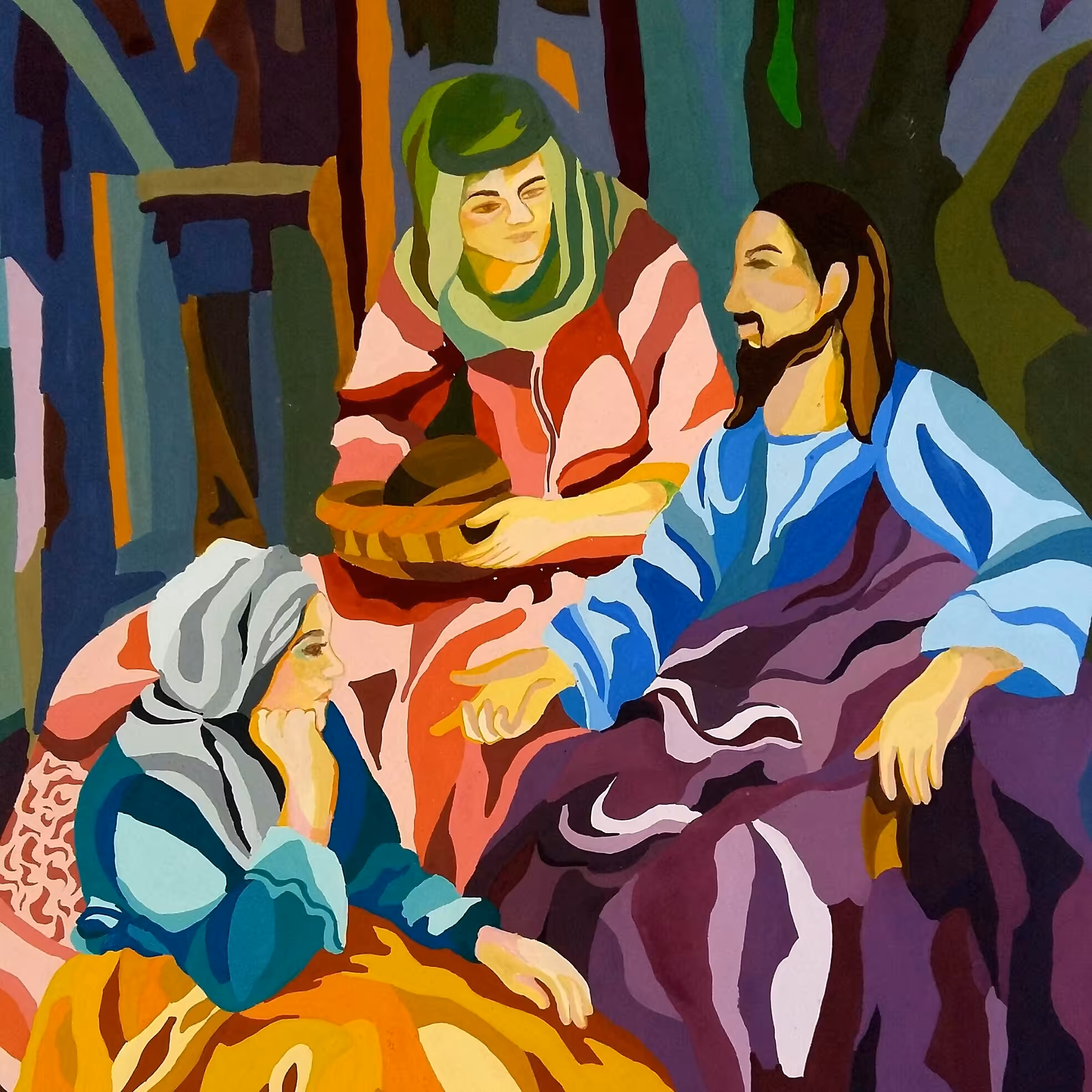 نقاشی روی مقوا این اثر با ابعادآ3 با تکنیک گواش طراحی شده است