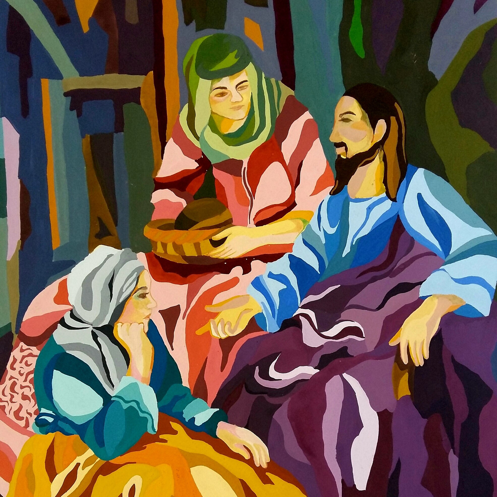 نقاشی روی مقوا این اثر با ابعادآ3 با تکنیک گواش طراحی شده است