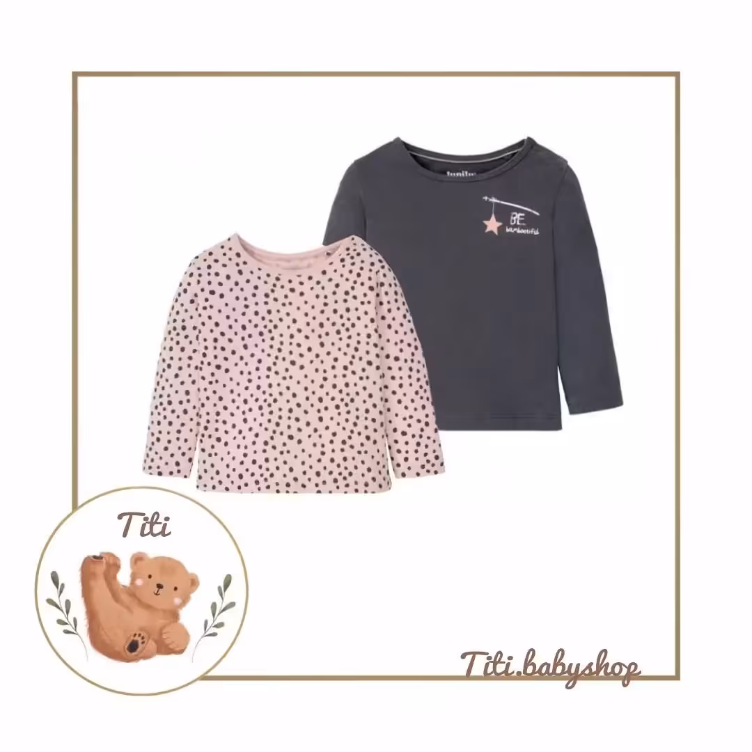 پک دو عددی بلوز دخترانه برند لوپیلو آلمان 2تا6ماه قد 62تا68