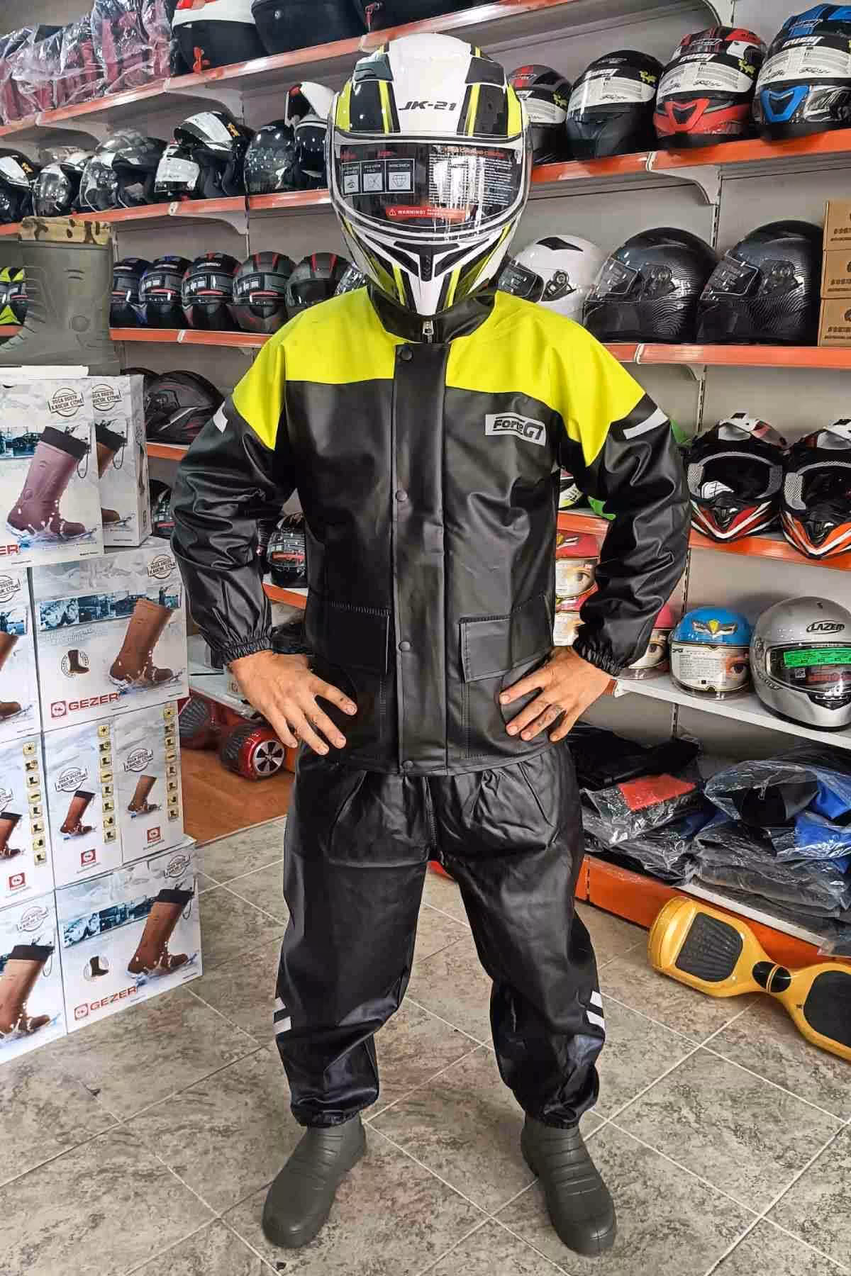 بارانی موتورسوار سبز GT POCKET AND REFLECTOR RAINTH Forte Gt
