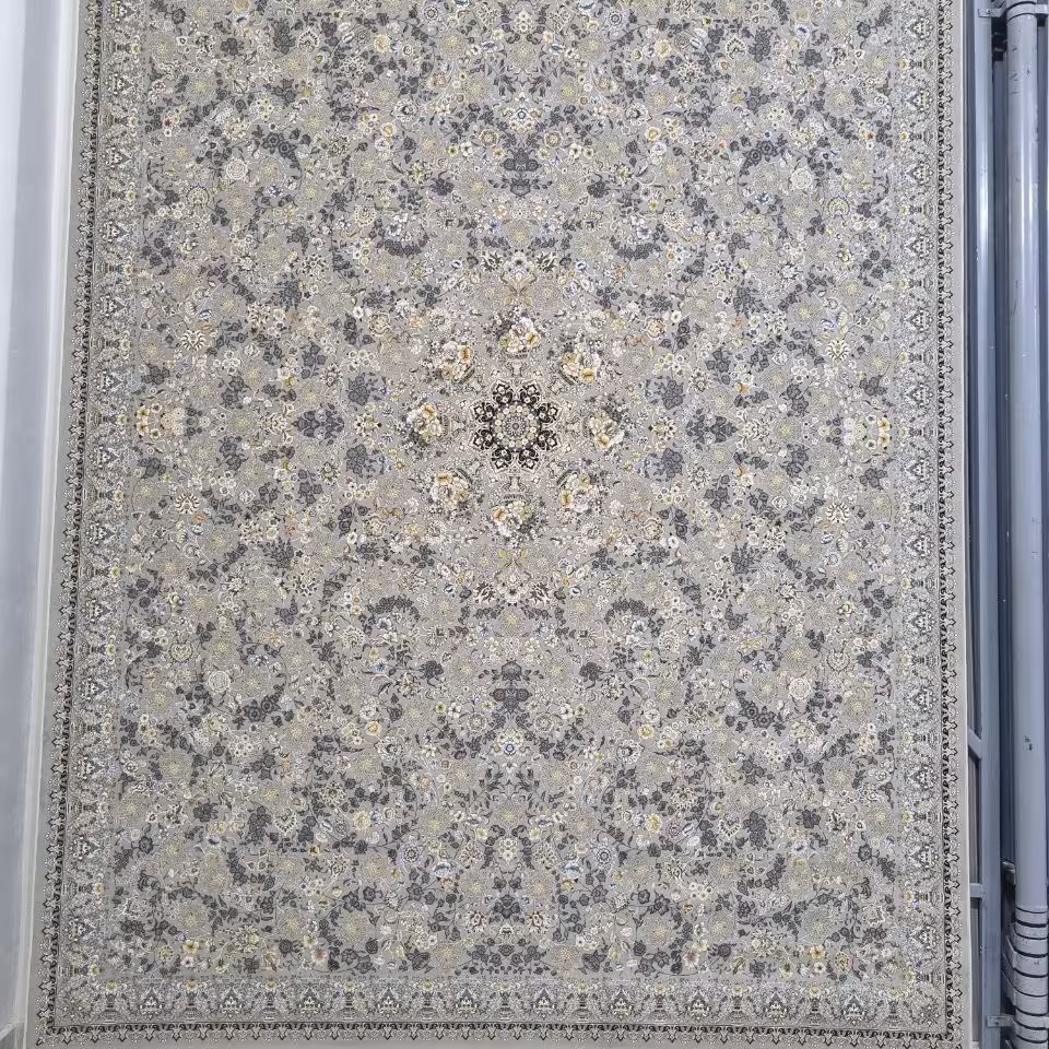 فرش پاتریس 1200شانه گل برجسته طرح جهان طوسی  9متری