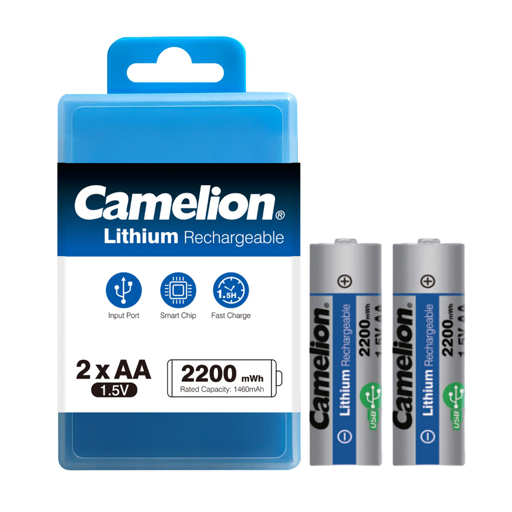 باتری های لیتیوم قابل شارژ کملیون Camelion USB C Rechargeable Lithium Batteries AA – 1.5V – 2200mWh
