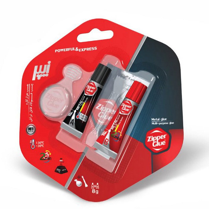 چسب دو قلو زیپر مدل m1 وزن 8 گرم