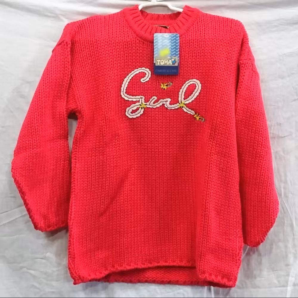 بلوز کاموایی دخترانه رنگ قرمز  (سایز 7)