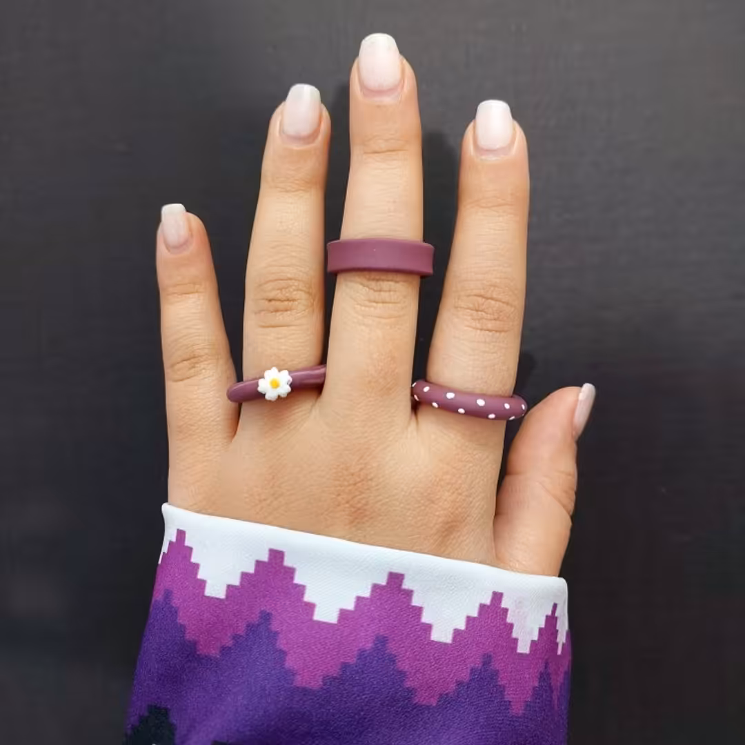 انگشتر خمیری ست بنفش به صورت پک و تکی ،اکسسوری خمیری،