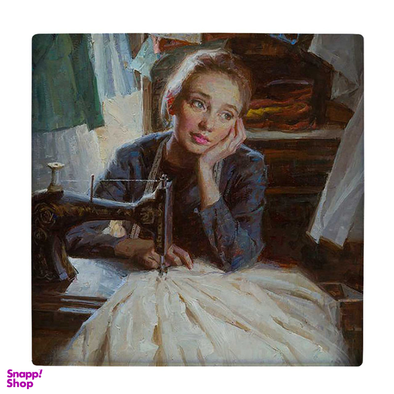 زیر لیوانی طرح نقاشی بانوی خیاط کد 5862962_4399