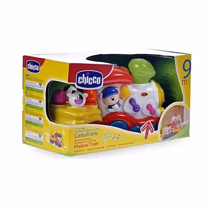 اسباب بازی قطار چیکو  موزیکال نخ کش چراغدار با صدای حیوانات و اسباببازی اموزشی چیکو Chicco