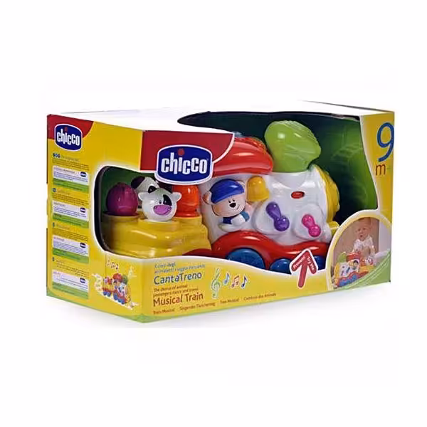 اسباب بازی قطار چیکو  موزیکال نخ کش چراغدار با صدای حیوانات و اسباببازی اموزشی چیکو Chicco