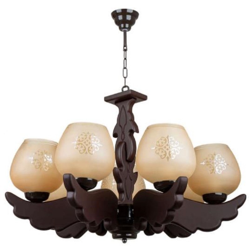 لوستر چوبی 7 شاخه مدل بال فرشته (هزینه ارسال موقع تحویل به عهده مشتری)