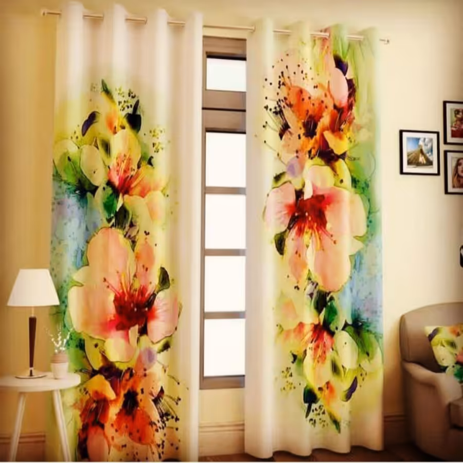 پرده چاپی پانچ طرح گُل کد398