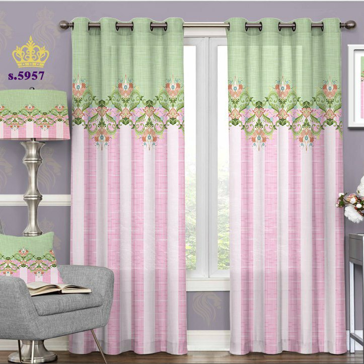 پرده تصویری پذیرایی پانچ دو قواره آماده طرح اسلیمی کد 5957