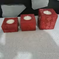 جاشمعی چوبی (قرمز ) تزئین شده با شیشه مصنوعی