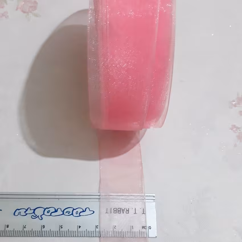 روبان حریر صورتی 2.5 سانت(یک متر)