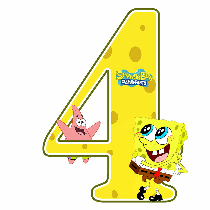 استند رومیزی تولد مدل  عدد 4 طرح باب اسفنجی کد 594