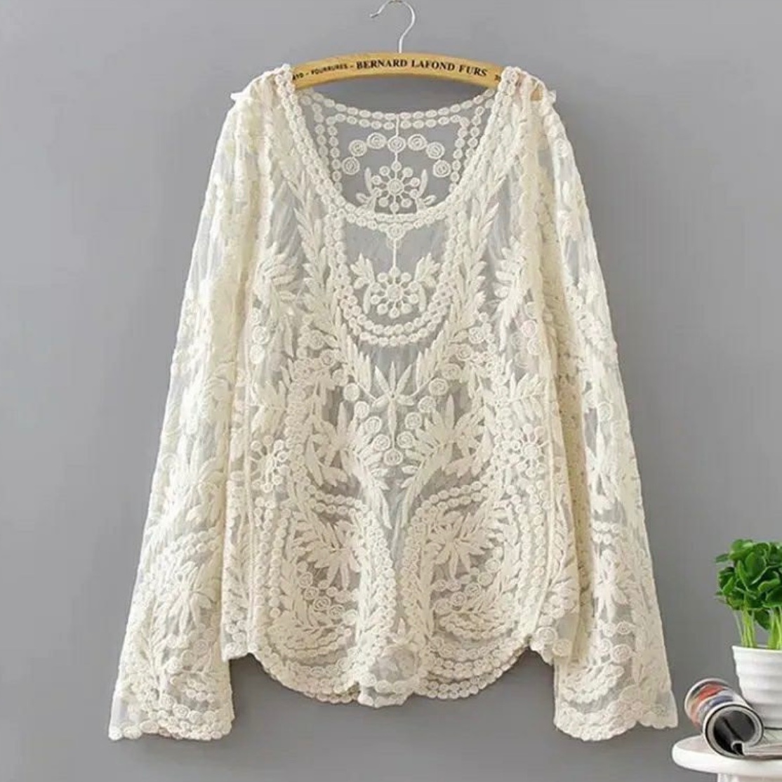 شومیز گیپور زنانه وارداتی مناسب تا سایز 40