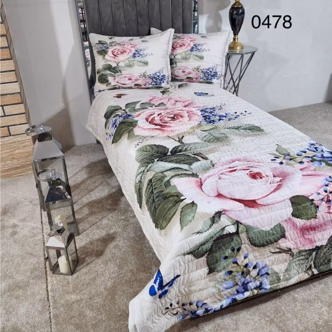 روتختی یک نفره چاپ دیجیتال سه بعدی گل (ضمانت پرز و رنگ )