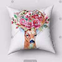 کوسن طرح فانتزی گل و گوزن SM-16502