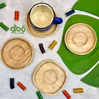 زیر لیوانی چوبی گرد و مربع