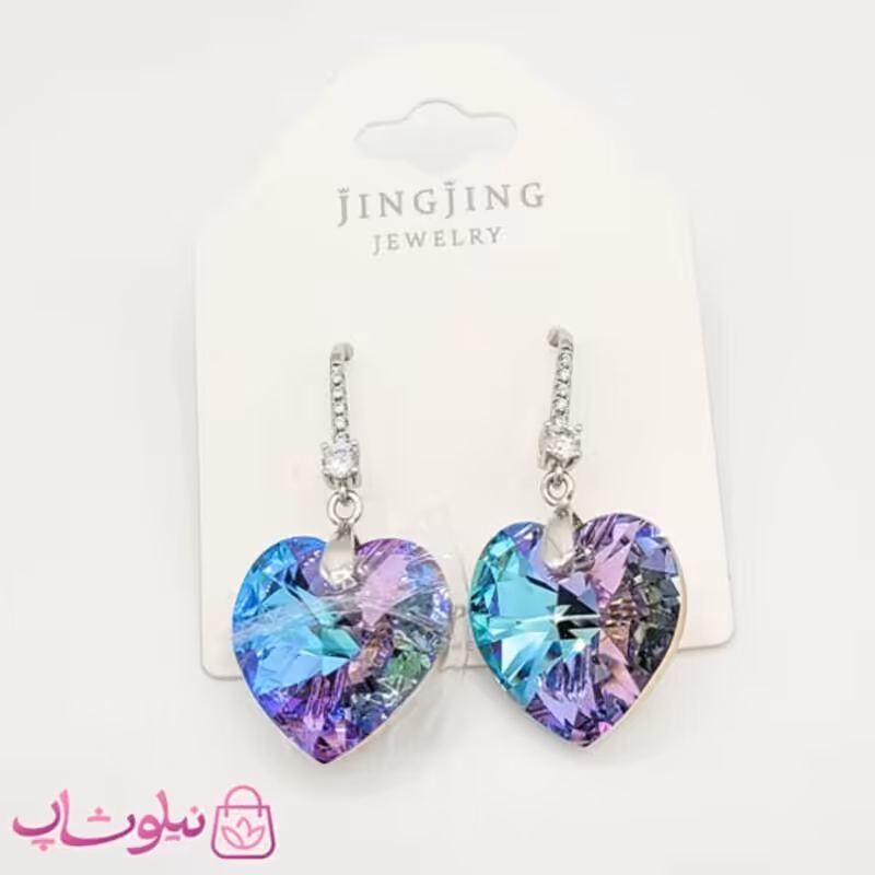 گوشواره ژوپینگ با کریستال سواروسکی آبی بنفش کد 4491