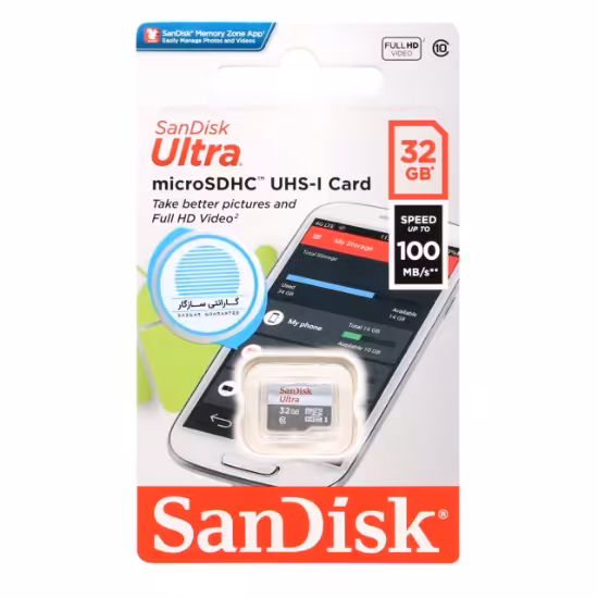 کارت حافظه microSDXC سن دیسک مدل Ultra کلاس 10 استاندارد UHS-I سرعت 100MBps ظرفیت 32 گیگابایت