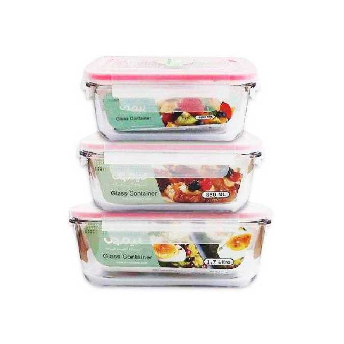 ست ظرف شیشه‌ای مستطیل لیمون